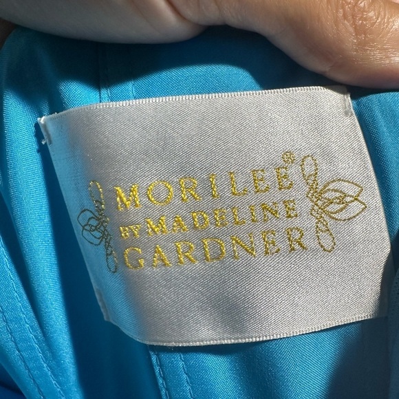 NWT Mori Lee chiffon ruffle formal maxi dress in periwinkle size 10, Never Worn - Picture 9 of 12